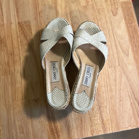 Jimmy Choo White Wedge Espadrilles - Picture 2 of 5